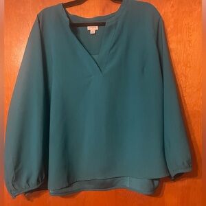 Cato Deep Teal V-Neck Blouse
